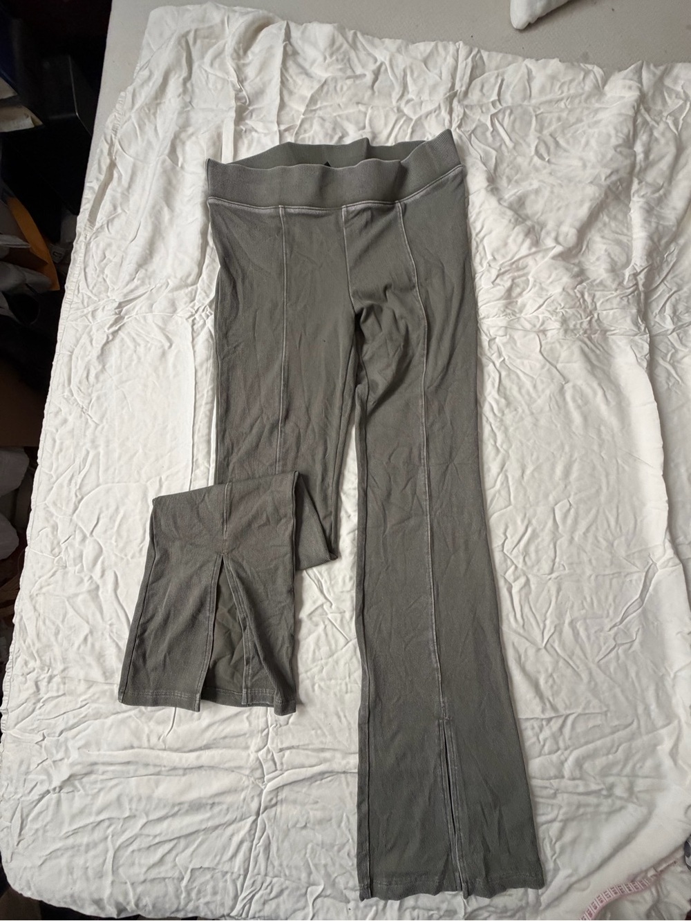 wild fable Olive Gray High-Rise Flare Pants with Front Slits
